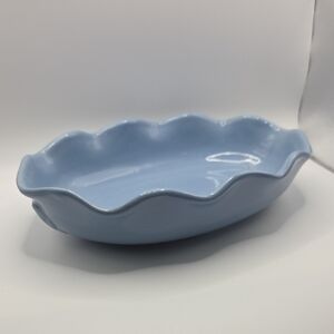 Abingdon Pottery USA. Blue Ruffled Console Bowl. Vintage